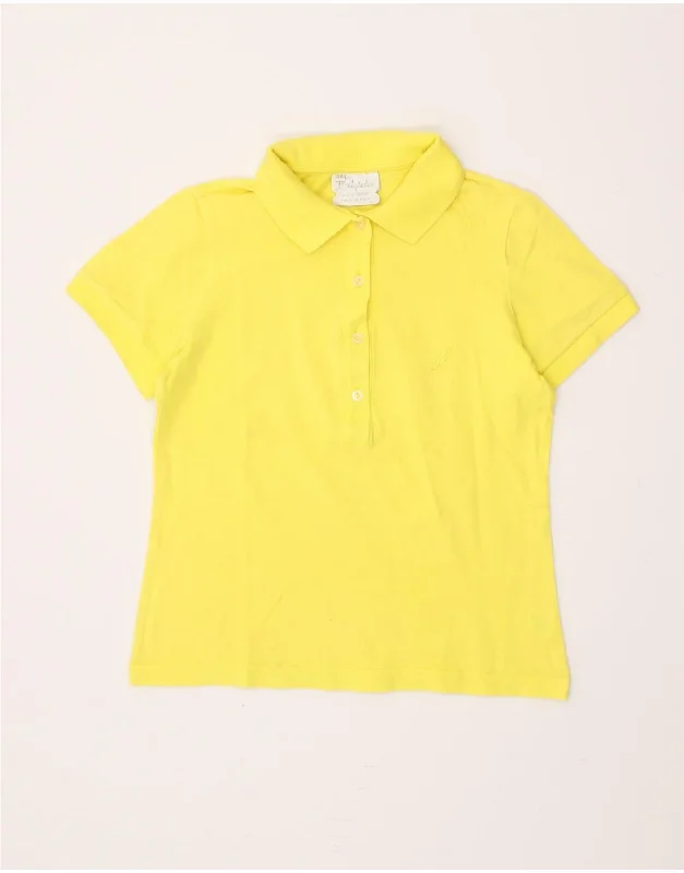 AUSTRALIAN L'ALPINA Womens Polo Shirt IT 44 Medium Yellow Cotton Casual Plain Short Shirt