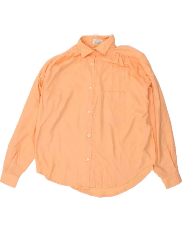 BENETTON Womens Shirt UK 16 Large Orange Fashionable Short Sleeve Shirt