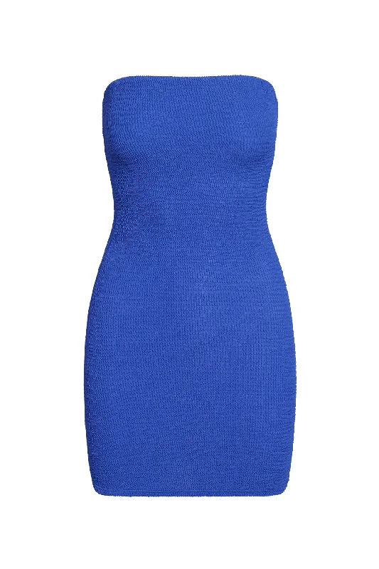 Bimini Dress - Cobalt Crinkle Elegant Velvet Mini Dress