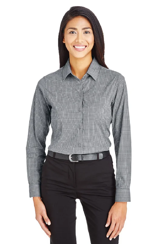 Devon & Jones Womens CrownLux Performance Moisture Wicking Long Sleeve Button Down Shirt - Graphite Grey Comfortable Summer Short Shirt