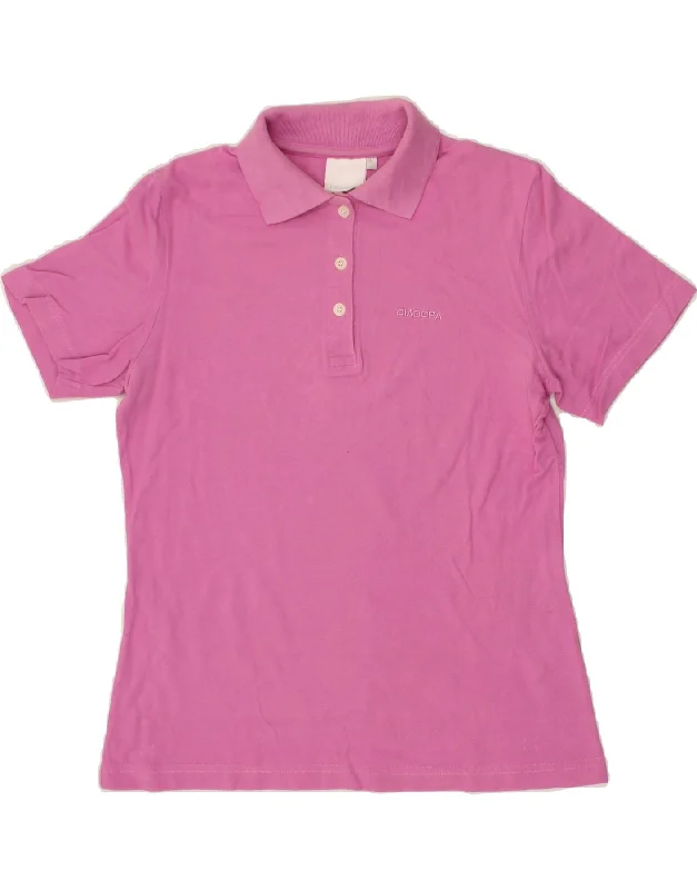 DIADORA Womens Polo Shirt UK 14 Large Pink Cotton Casual Ruffle Short Shirt