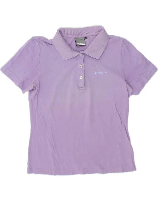 DIADORA Womens Polo Shirt UK 14 Large Purple Comfortable Knit Short Shirt