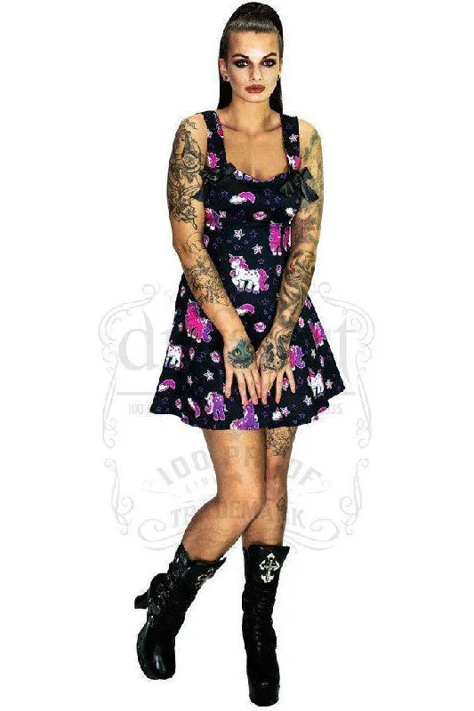 Cute Purple Unicorns Black Mini Dress - Emily Trendy Mesh Mini Dress