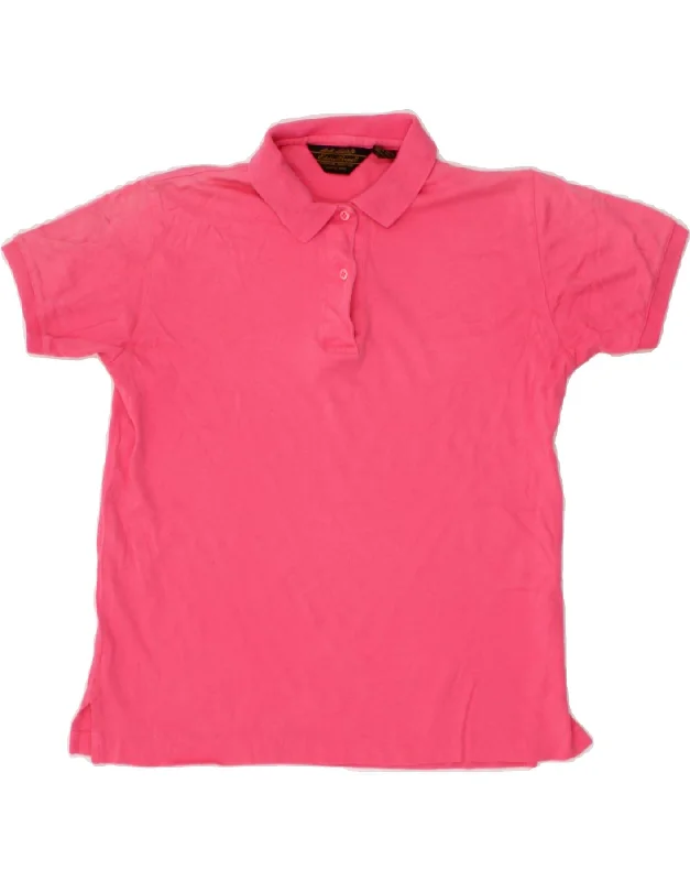 EDDIE BAUER Womens Polo Shirt UK 10 Small Pink Cotton Casual Button-Up Short Tee