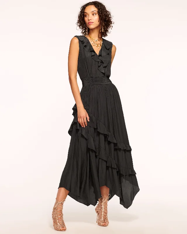 Hadlee Ruffled Midi Dress Elegant Pleated Detail Midi Dress