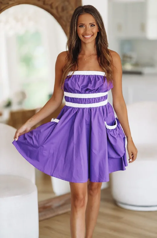 Here I Am Mini Dress - Purple Cozy Knit Mini Dress