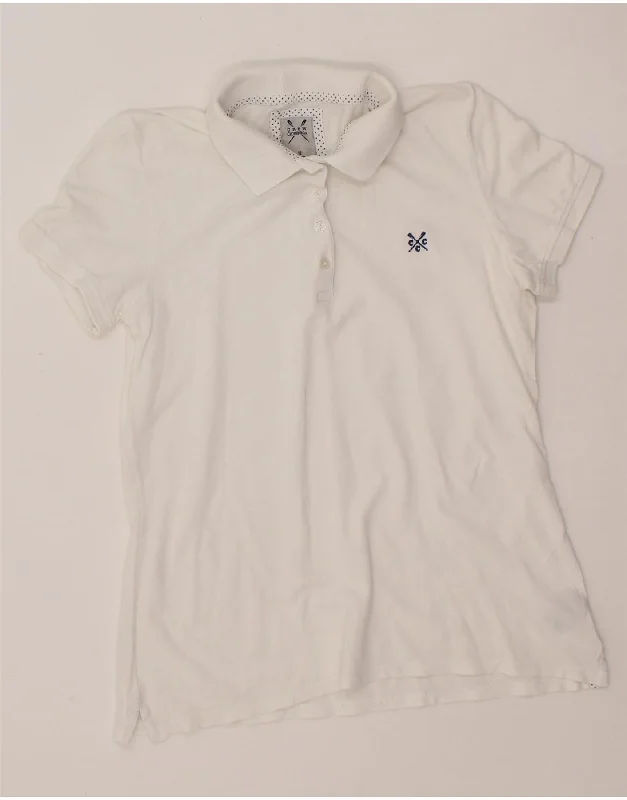 J. CREW Womens Polo Shirt UK 12 Medium White Cotton Comfortable Short Sleeve Tee