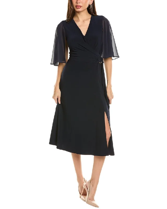 Joseph Ribkoff Buckle Side Midi Dress Elegant Faux Wrap Midi Dress