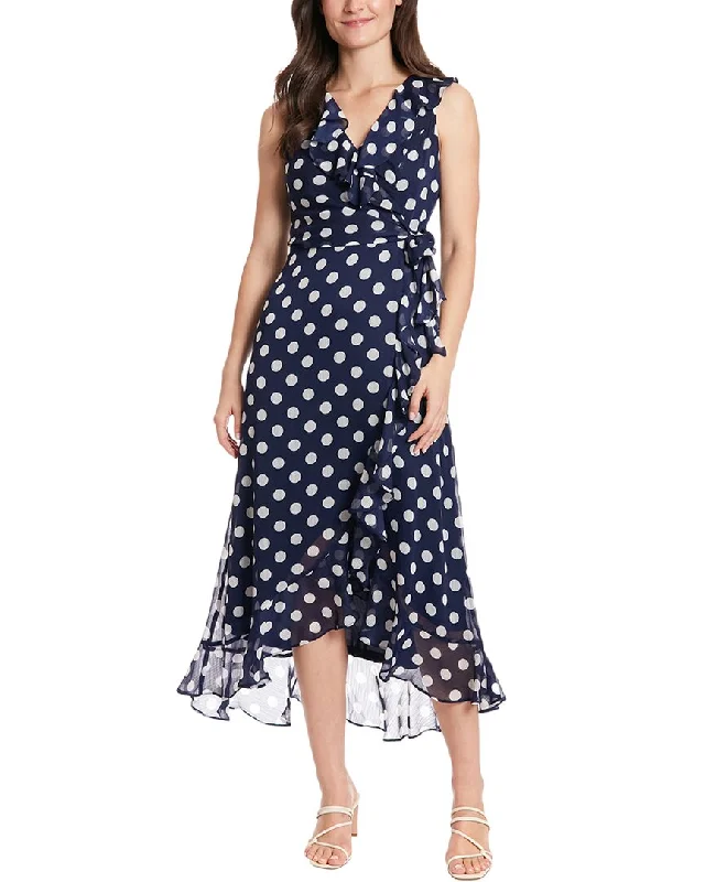 London Times Midi Dress Fashionable High-Low Midi Dress