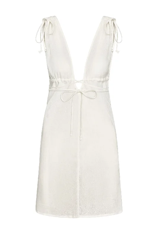 Mallorca Mini Dress - Ivory Comfortable Linen Mini Dress