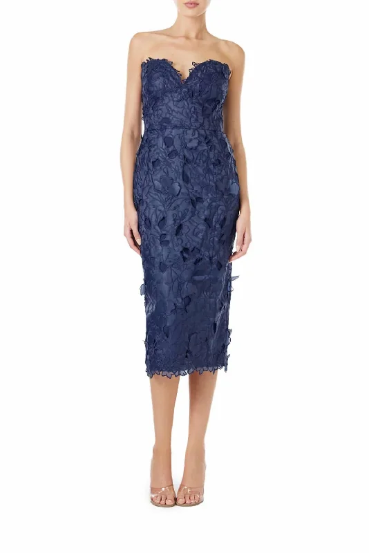 Mariana Lace Midi Dress In Sapphire Cozy Knit Midi Dress