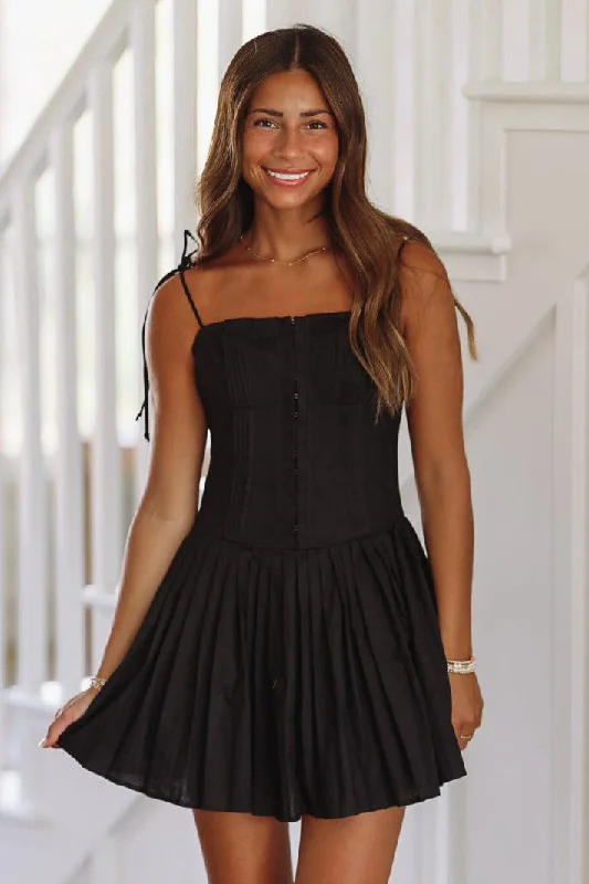 Me Again Mini Dress - Black Trendy Off-Shoulder Dress Mini