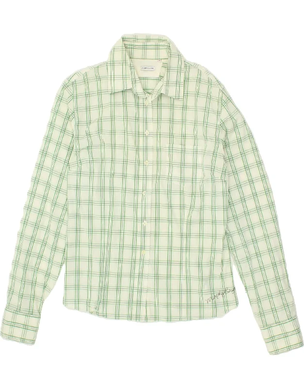 MURPHY & NYE Womens Shirt UK 18 XL Green Check Cotton Comfortable Short Sleeve Tunic