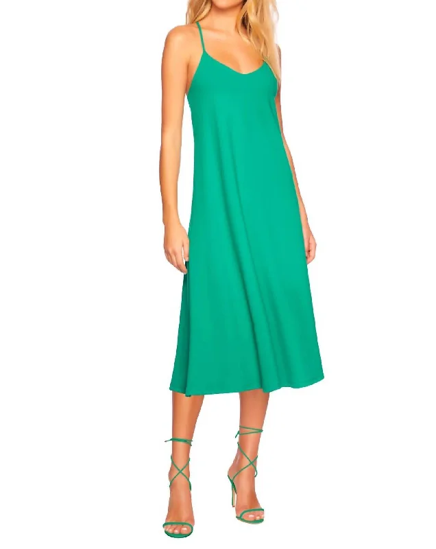 Racer Tank Midi Dress 32" In Nettle Comfortable Lace-Up Midi Dress