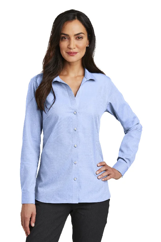 Red House Womens Nailhead Wrinkle Resistant Long Sleeve Button Down Shirt - Blue Pearl - Closeout Relaxed Fit Short Shirt