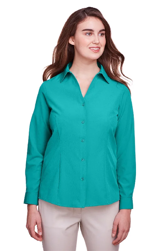 UltraClub Womens Bradley Performance Moisture Wicking Long Sleeve Button Down Shirt - Jade Green Fashionable Short Sleeve Shirt