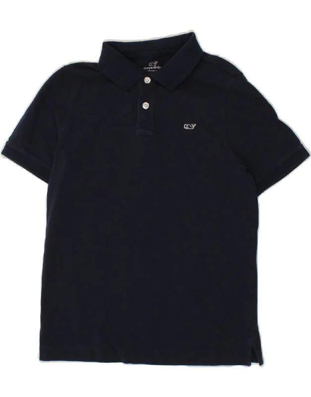 VINEYARD VINES Womens Polo Shirt UK 8/10 Small Navy Blue Cotton Relaxed Fit Short Blouse