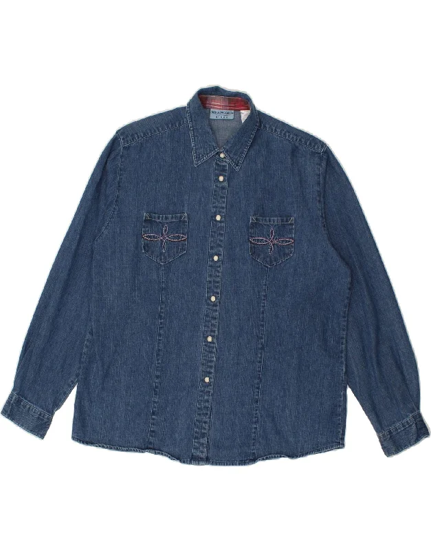 WRANGLER Womens Denim Shirt UK 16 Large Blue Cotton Relaxed Fit Short Tunic