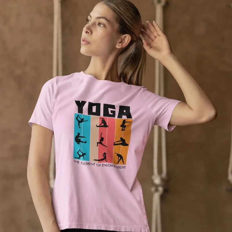 Yoga the Element of Enlightenment Round Neck Half Sleeve Classic T-Shirt Terry Blend Velvet Blend Canvas Blend