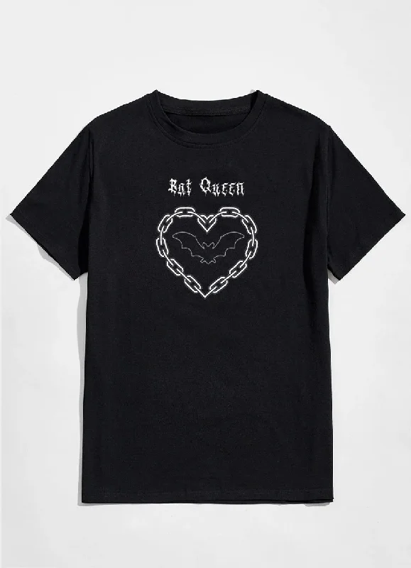 Bat Queen Women's Graphic T-Shirt Asymmetrical Pockets Print