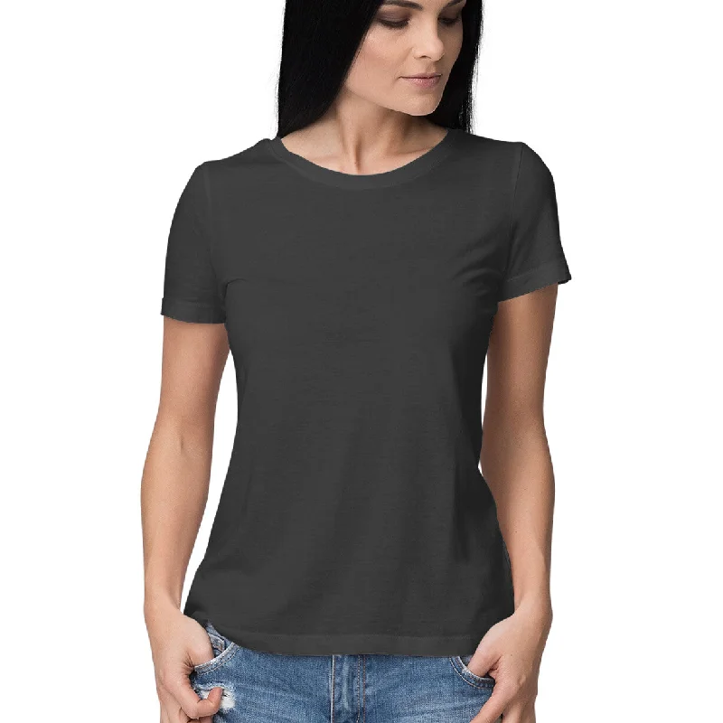 Black - Plain Women's T-shirt Anti-Shrink Durable Soft