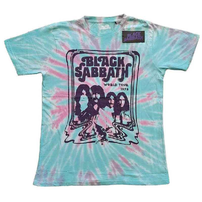 Black Sabbath | Official Band T-Shirt | World Tour '78 (Dip-Dye) Collared Crew Neck Turtle Neck