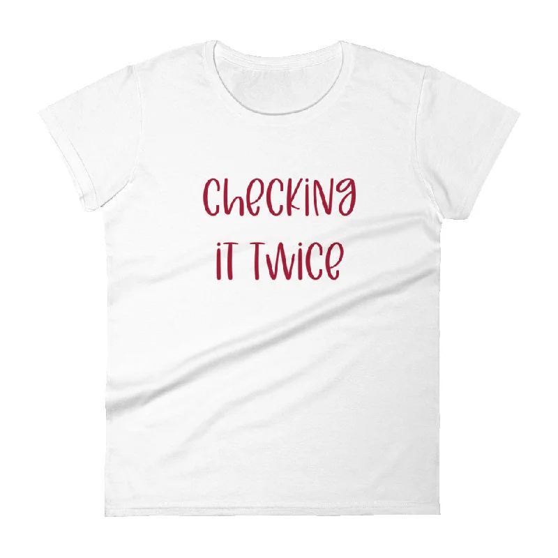 Checking it Twice Womens Tee Zippered Front Buttoned Front Snap Front