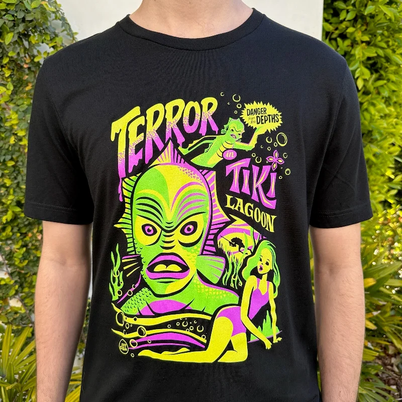 'Creature Feature' Blacklight Reactive Unisex Tee - Ready to Ship! Mesh Canvas Denim