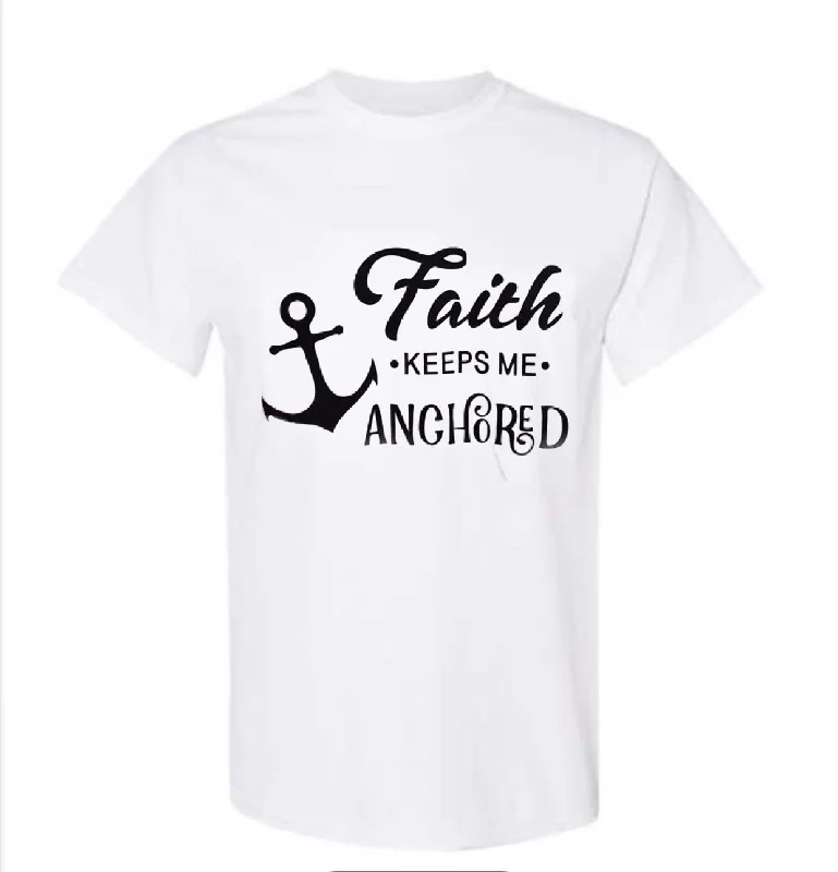 FAITH KEEPS ME ANCHORED T-SHIRT Cotton Real Fur Shearling Chenille