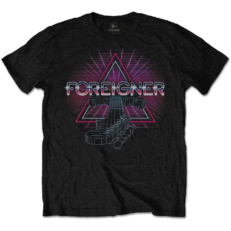 Foreigner | Official Band T-Shirt | Neon Guitar Fleece Nylon Spandex