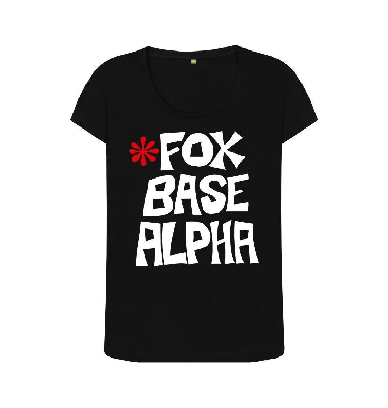 Fox Base Alpha Reverse Logo scoop neck t-shirt Cotton Fabric Linen Fabric Terry Fabric