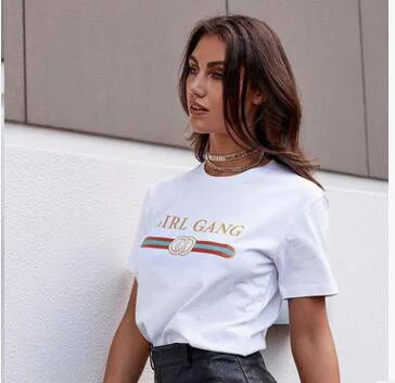 GIRL GANG t-shirt Mesh Canvas Denim