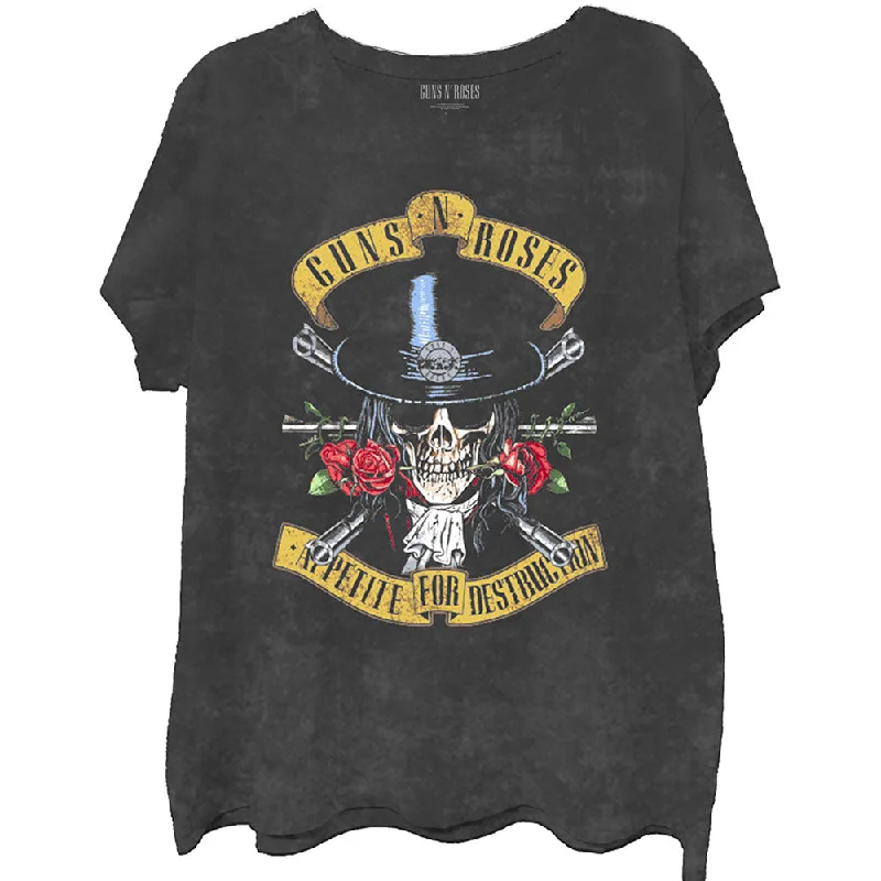 Guns N' Roses | Official Band T-shirt | Appetite Washed (Dip-Dye/Mineral Wash) Polka Dot Checkered Tartan