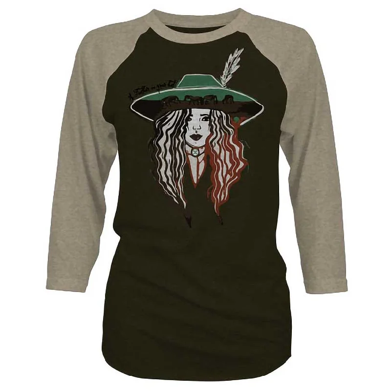 Hooey Women's Feather Hat Graphic T-Shirt Welt Pockets Slit Pockets