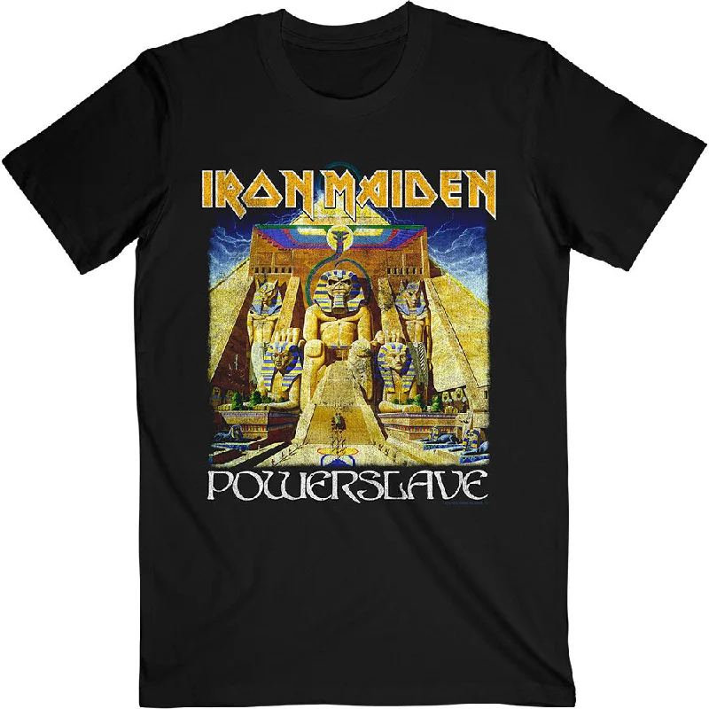 Iron Maiden | Official Band T-shirt | Powerslave World Slavery Tour (Back Print) Collared T-Shirt Boat Neck A-Line