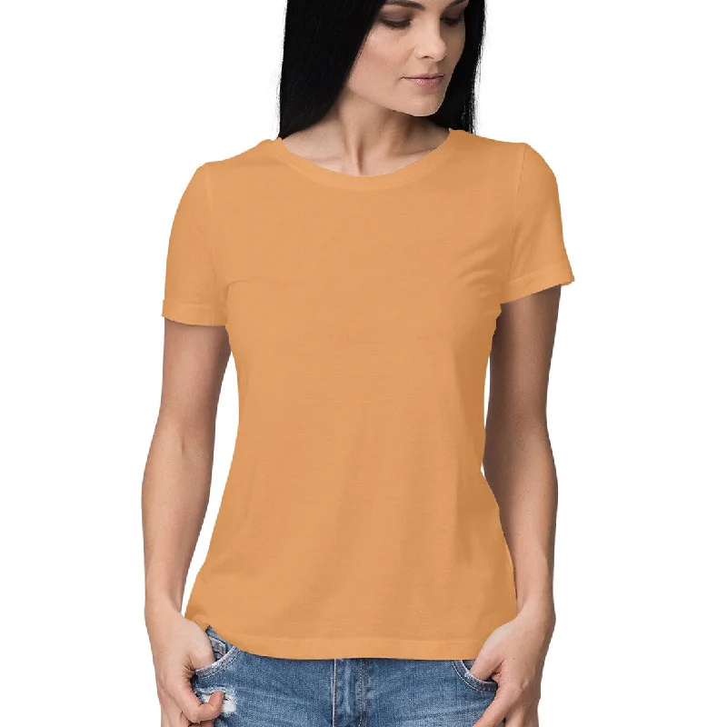 Mustard Yellow - Plain Women's T-shirt Collared Crew Neck Turtle Neck