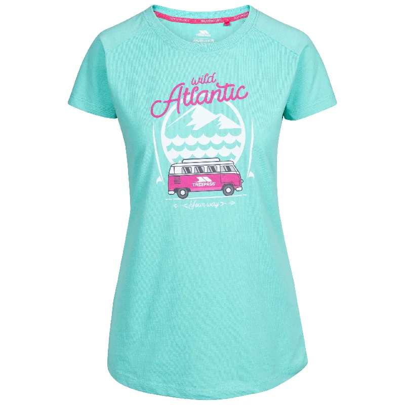 Saaf Women's Atlantic Print T-Shirt in Lagoon Plaid T-Shirt Polka Dot Checkered