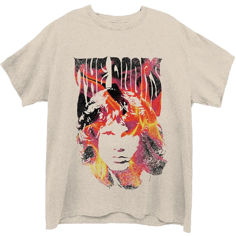 The Doors | Official Band T-Shirt | Jim Face Fire Collared Crew Neck Turtle Neck