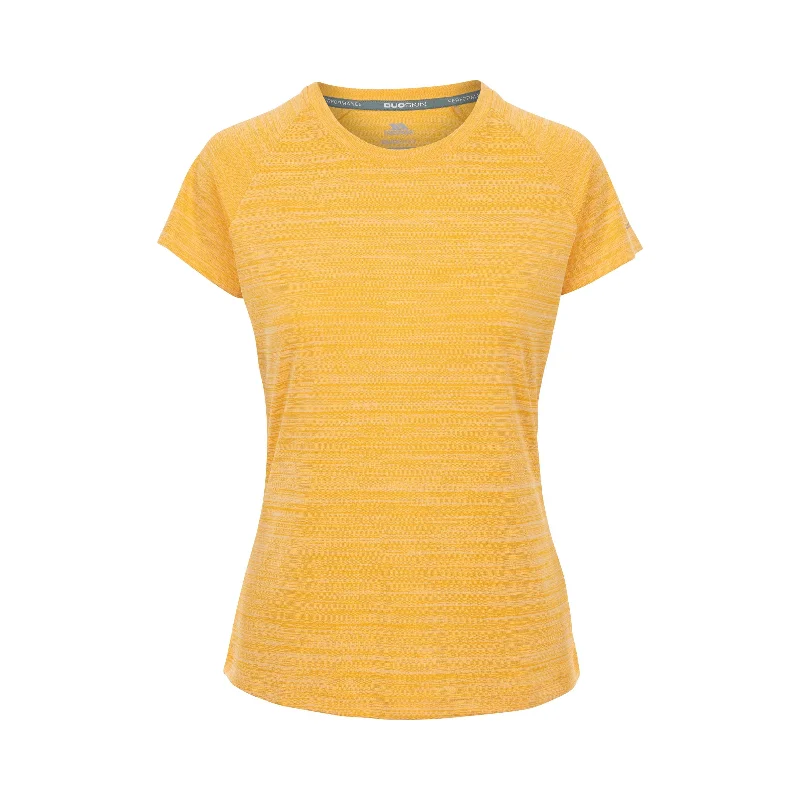 Vickland Women's Active T-Shirt in Pale Maize Marl Collared Crew Neck Turtle Neck