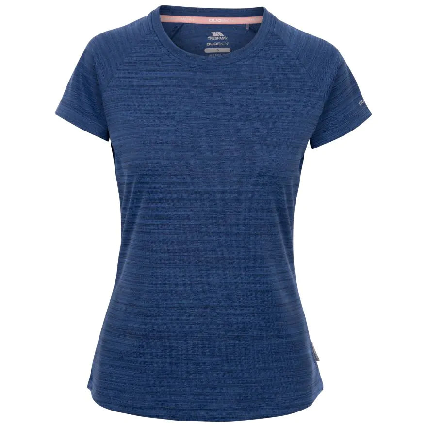 Vickland Women's Active T-Shirt in Navy Marl Welt Pockets Slit Pockets