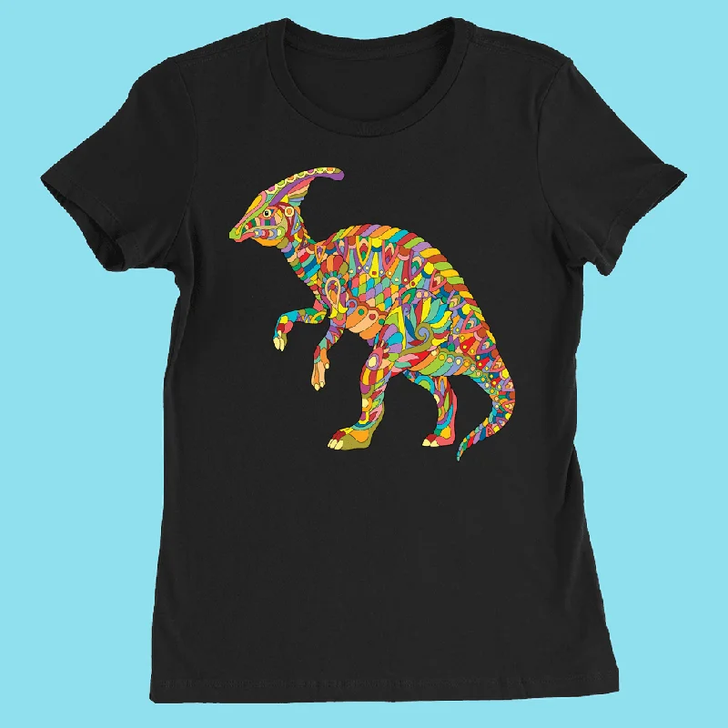 Women Hadrosaur Zentangle T-Shirt Satin Fabric Silk Fabric Chiffon Fabric