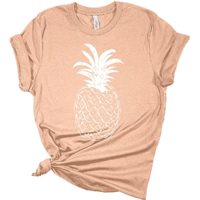 Womens Pineapple Shirt Cute Tropical T-Shirt Casual Short Sleeve Top Summer Graphic Tee Rayon Fabric Velvet Fabric Corduroy Fabric