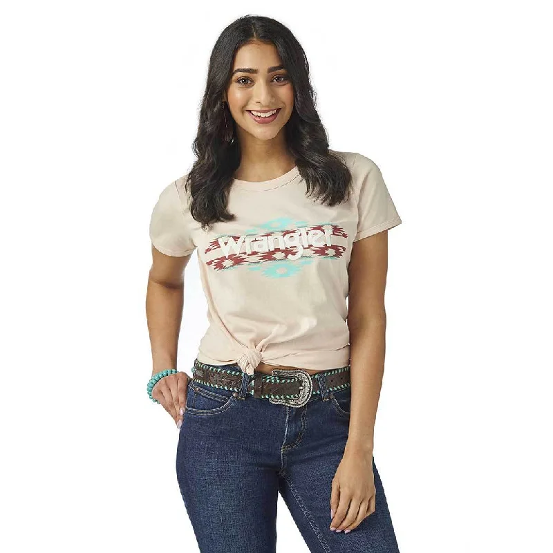 Wrangler Women's Retro Aztec Logo Graphic T-Shirt Mesh Fabric Canvas Fabric Denim Fabric