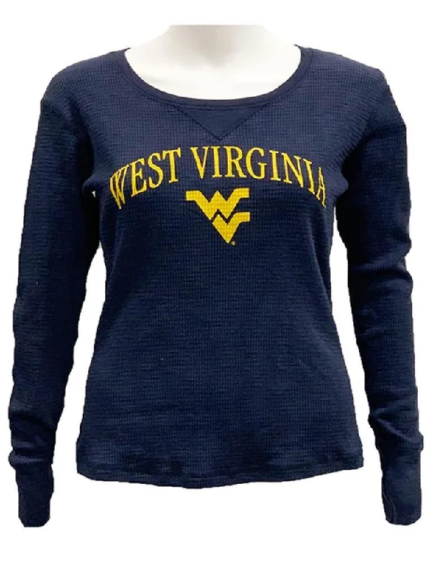 WVU Event Waffle Long Sleeve Tee Real Fur Shearling Chenille