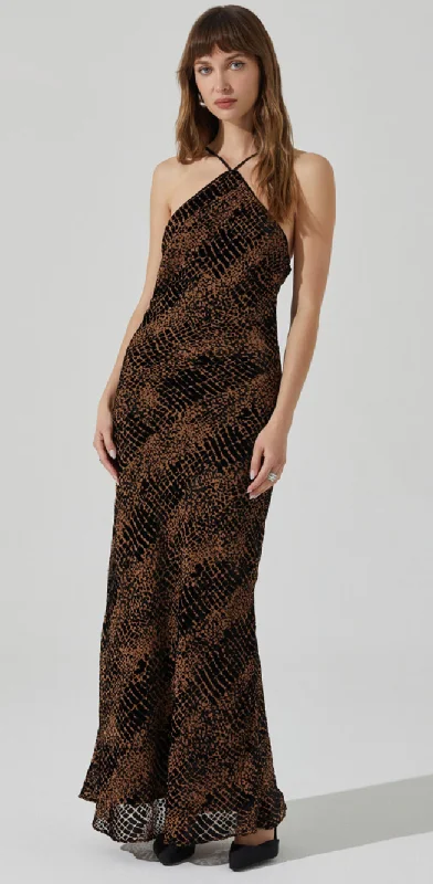 Briotte Halter Printed Maxi Dress by ASTR the Label Cozy Longline Maxi Dress