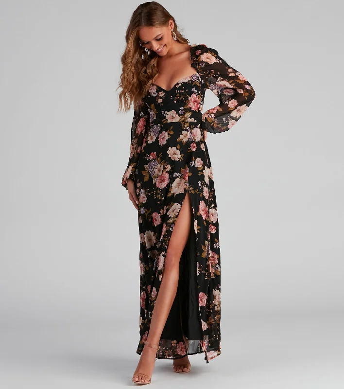 Catch The Bouquet Chiffon Maxi Dress Comfortable T-Shirt Maxi Dress