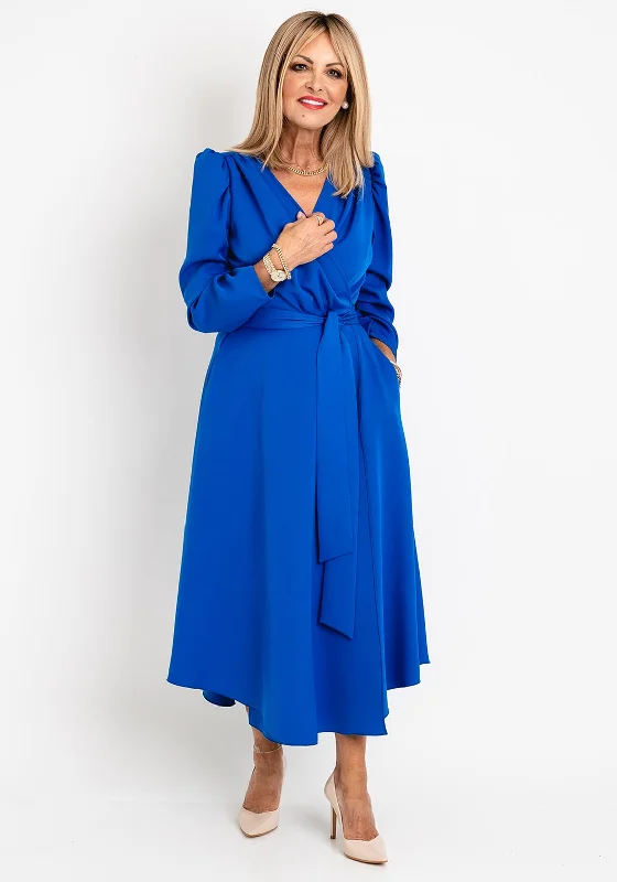 Coco Dolls Emo Wrap Maxi Dress, Royal Blue Trendy A-Line Maxi Dress