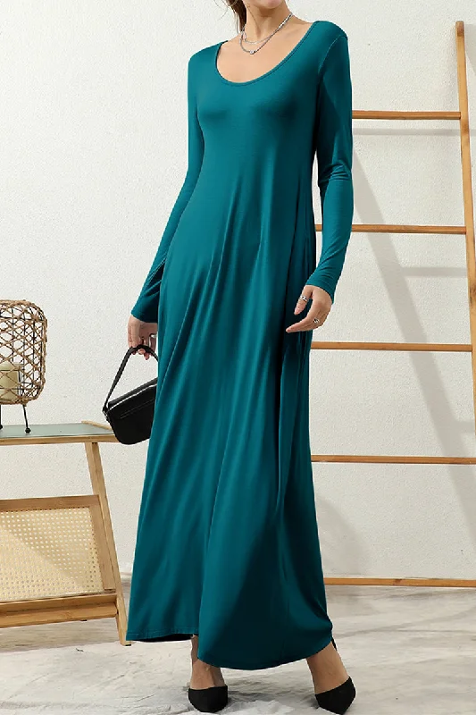 R NECK LOOSE FIT MAXI DRESS WITH SIDE POCKETS Chic Sleeveless Maxi Dress