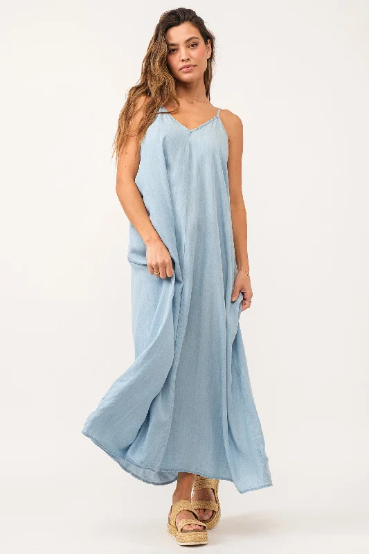 DANA MAXI DRESS PERFECT BLUE Trendy Short Sleeve Maxi Dress