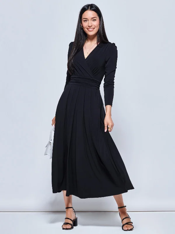 Daylin Jersey Long Sleeve Maxi Dress, Black Classic Black Maxi Dress